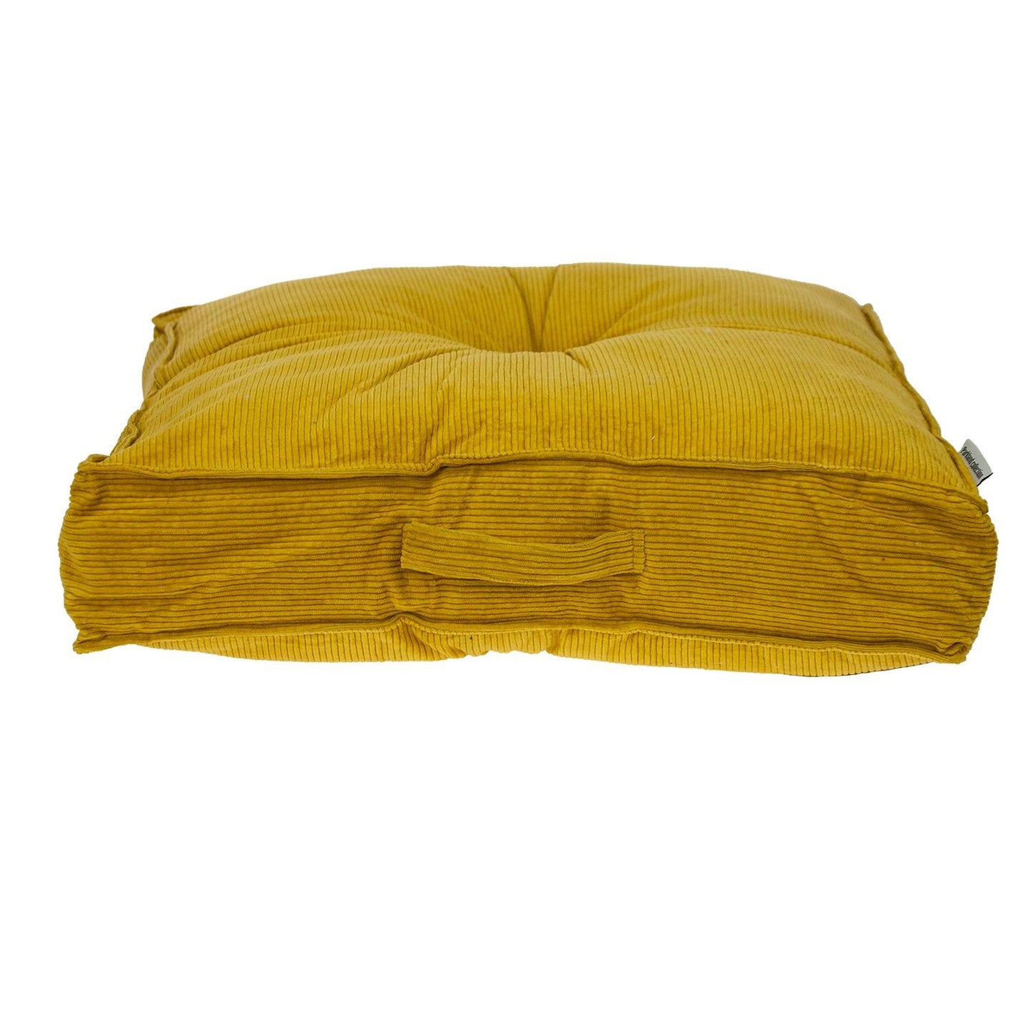 Corduroy Styled Yellow Tufted Floor Pillow