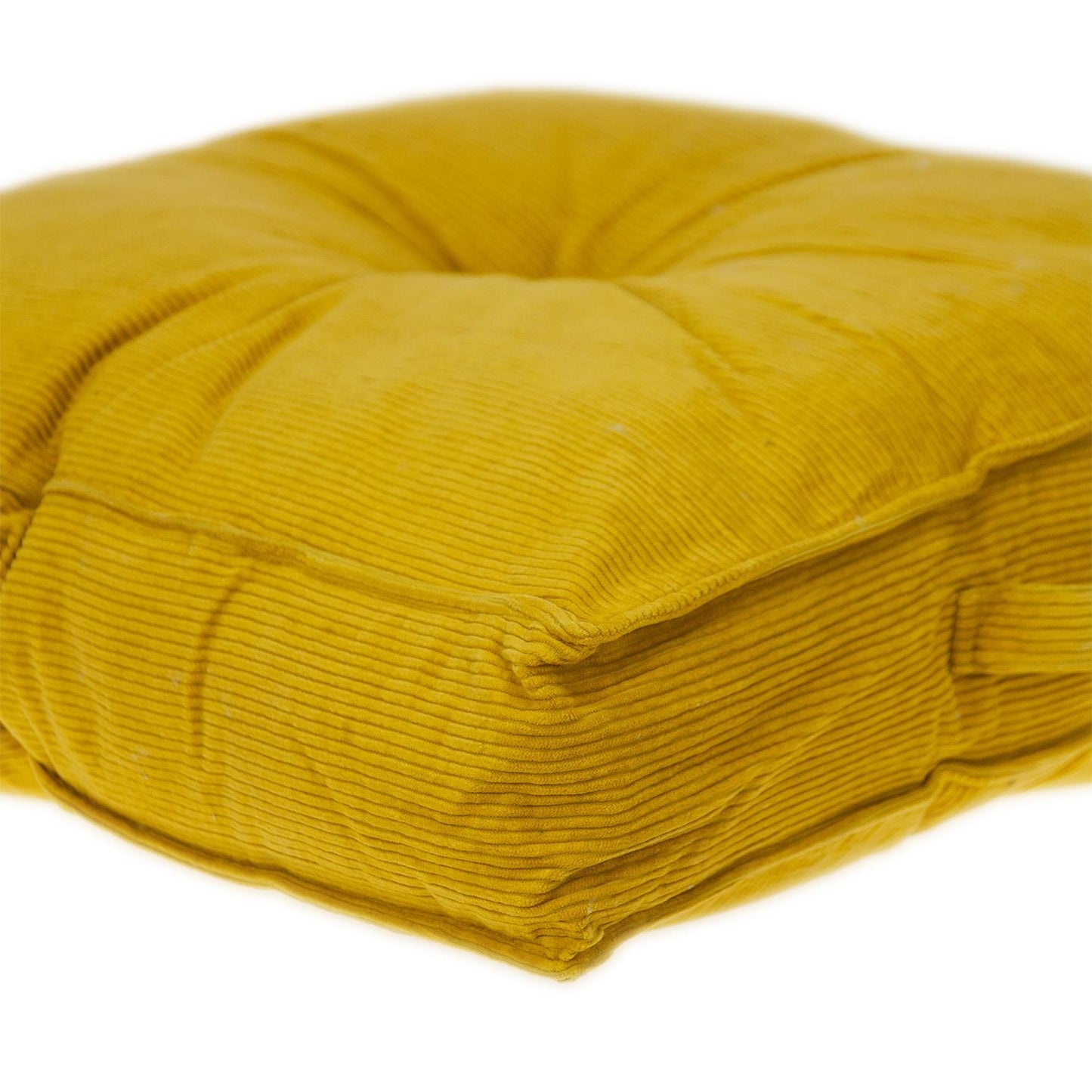 Corduroy Styled Yellow Tufted Floor Pillow