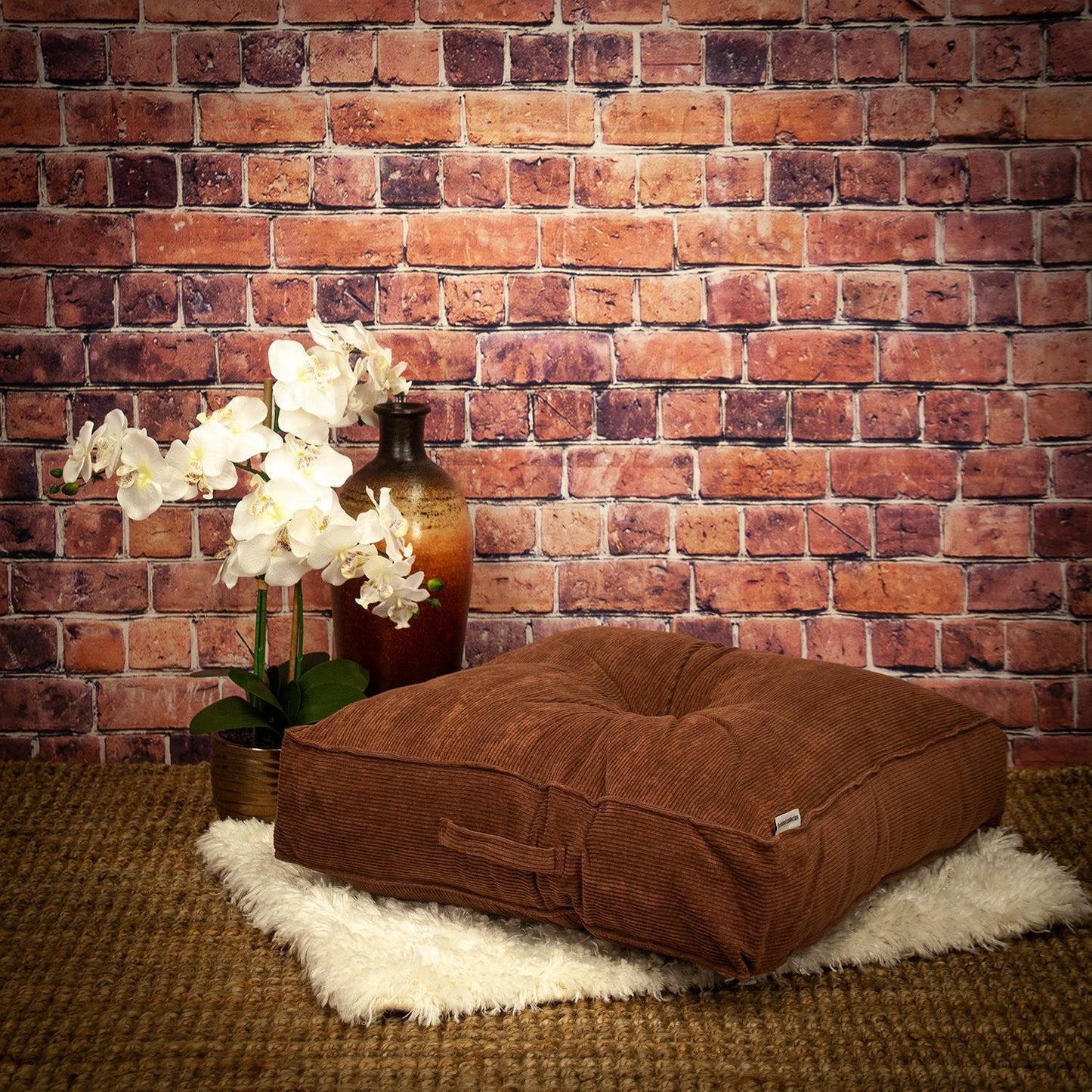 Corduroy Styled Dark Brown Tufted Floor Pillow