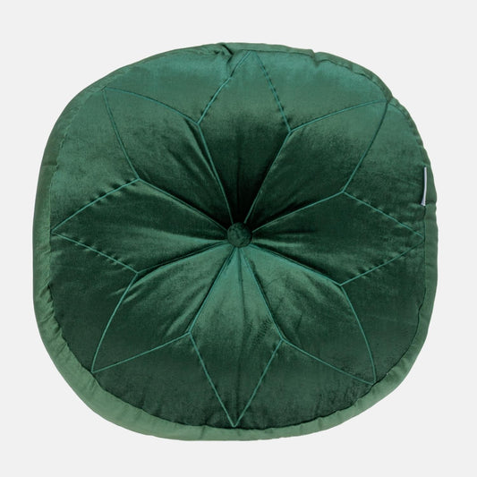 Round Tufted Dark Green Velvet Floor Pillow