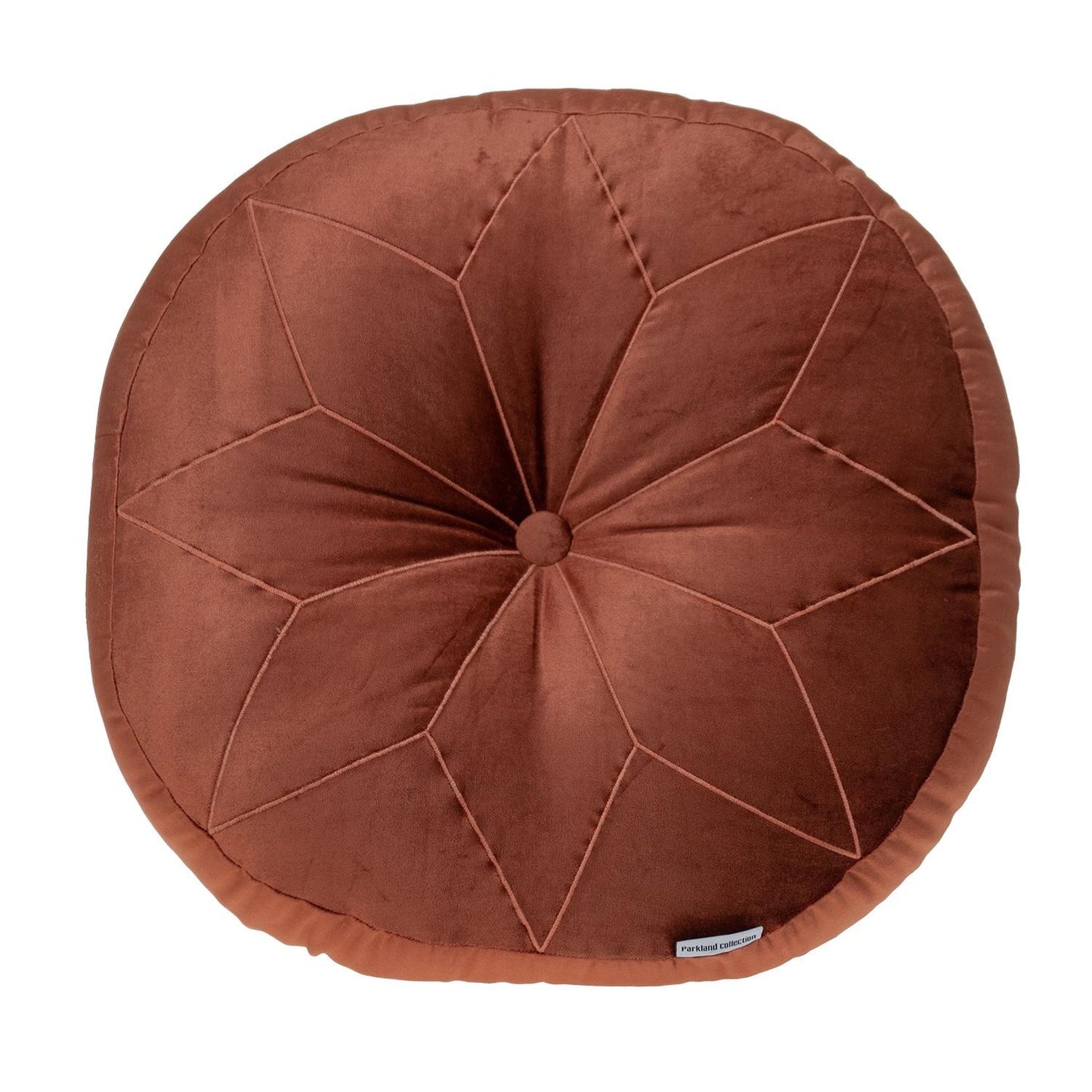 Round Tufted Burnt Orange Velvet Floor Pillow