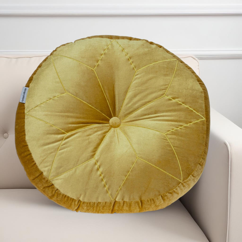 Round Tufted Yellow Velvet Floor Pillow