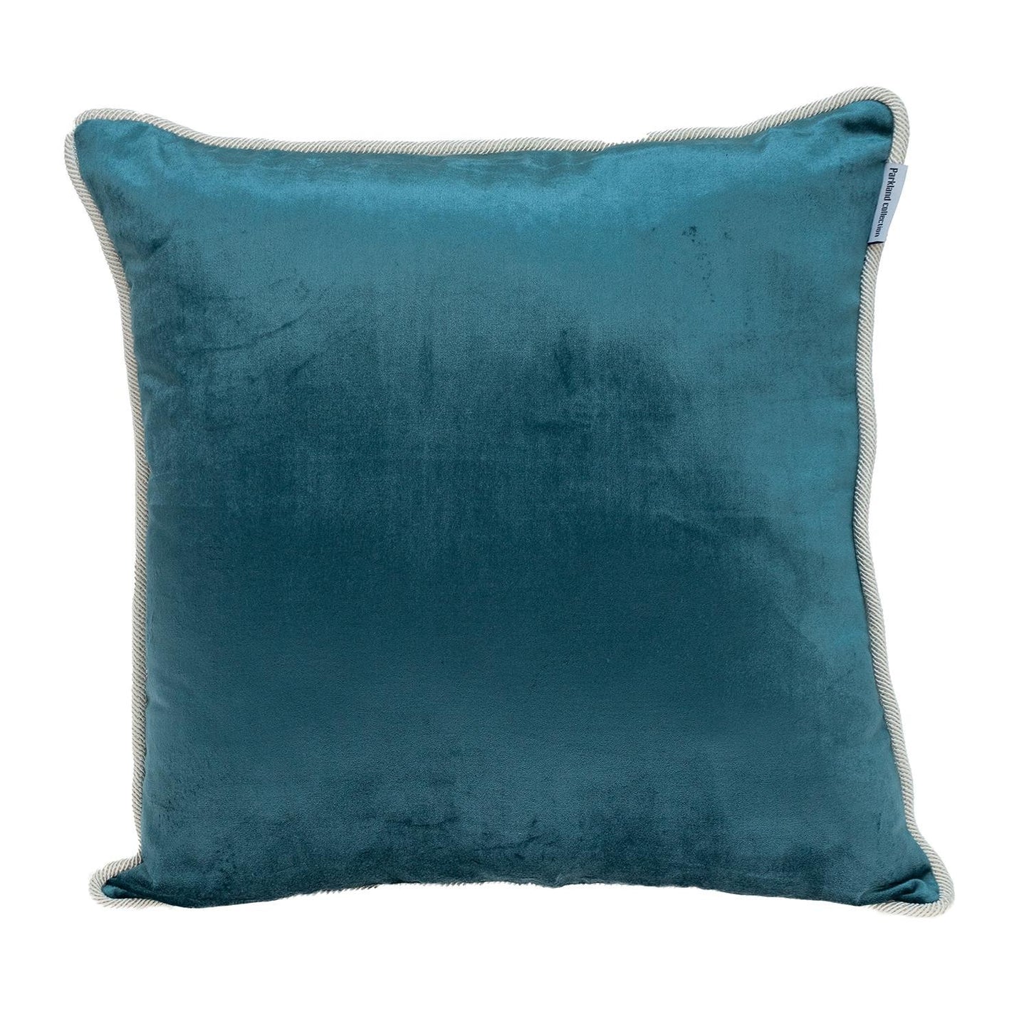 Reversible Gray and Teal Square Velvet Throw Pillow