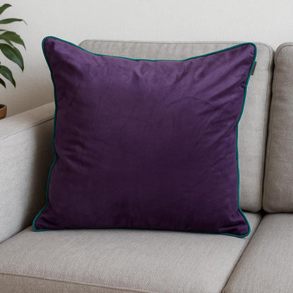 20" Purple And White Velvet Throw Pillow
