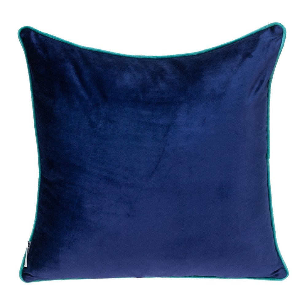 20" Gray And Navy Blue Velvet Throw Pillow