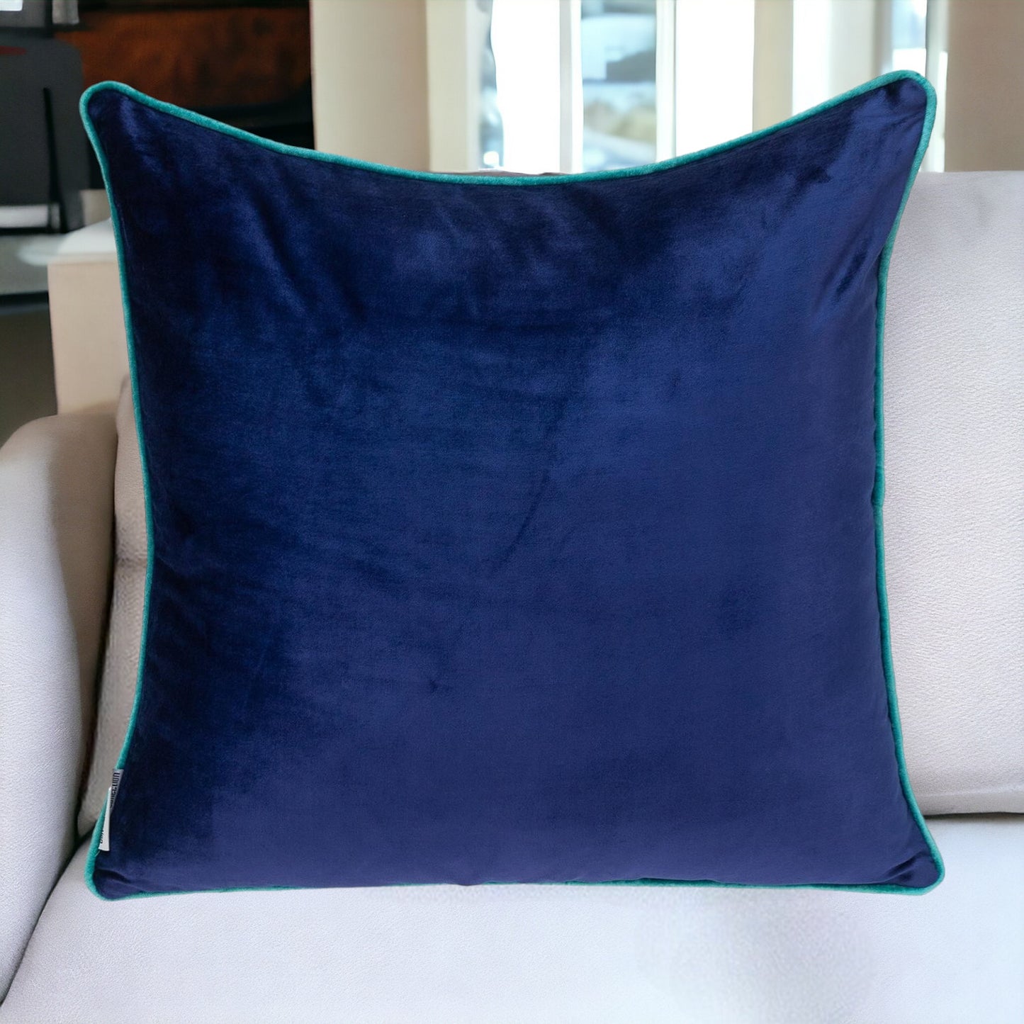 Blue Navy and Gray Reversible Velvet Throw Pillow