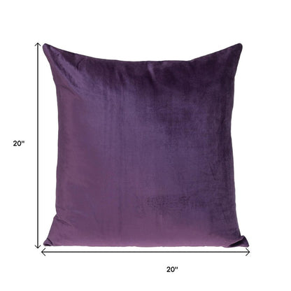 20" Purple And Dark Gray Cotton Blend Throw Pillow