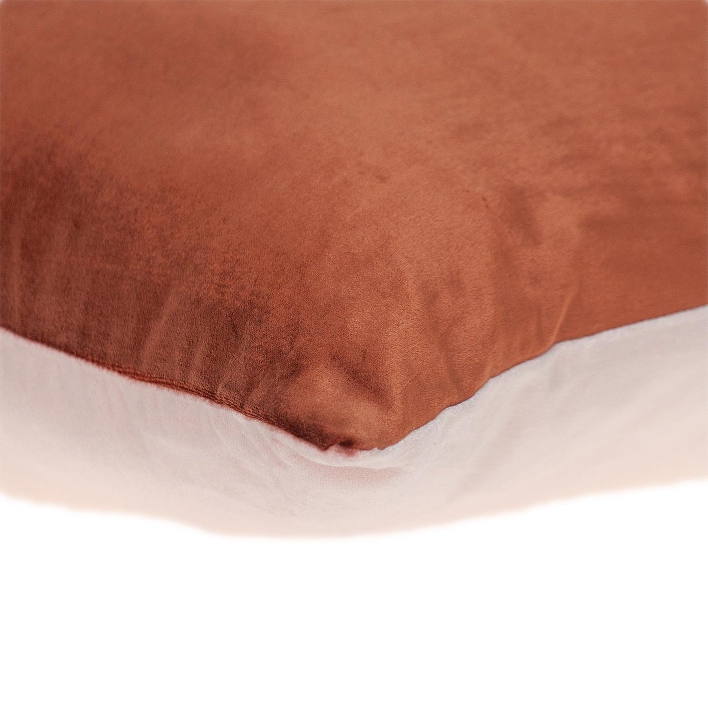 Brown and Pink Dual Solid Color Reversible Throw Pillow