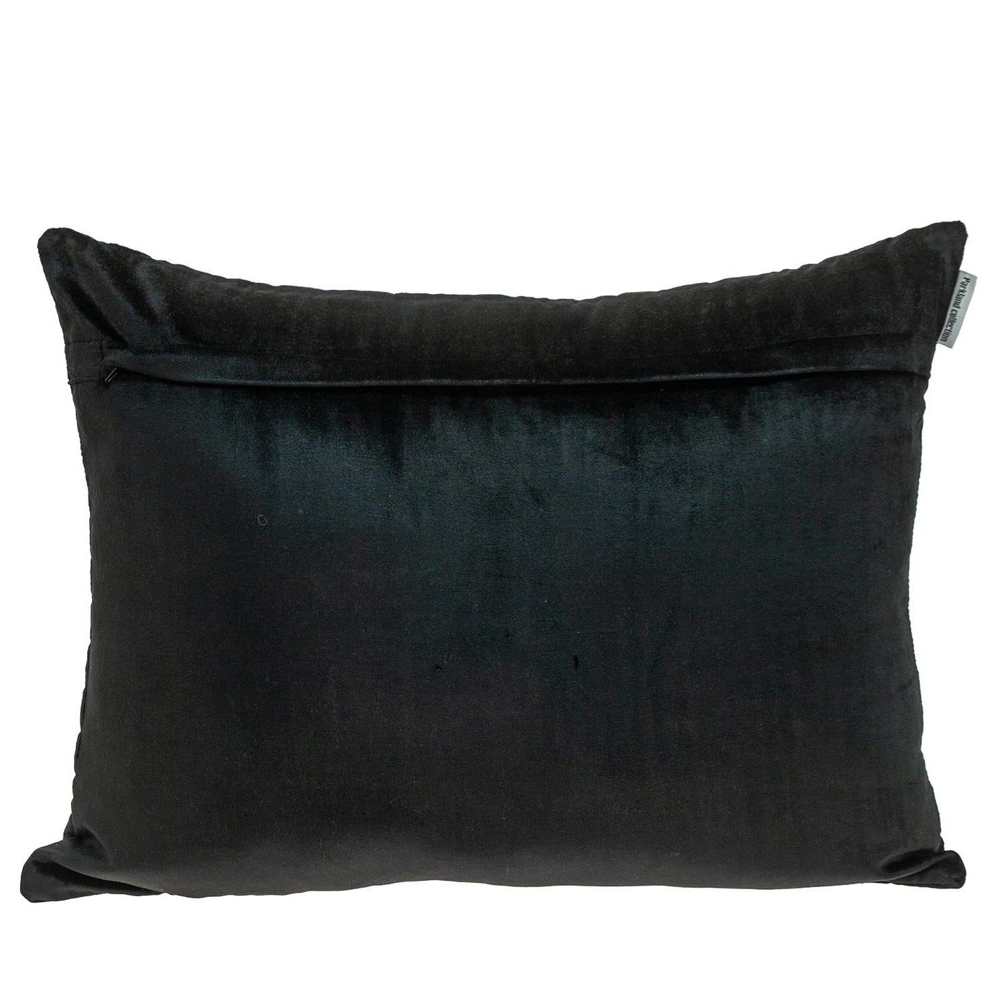 Black Quilted Velvet Zig Zag Decorative Lumbar Pillow