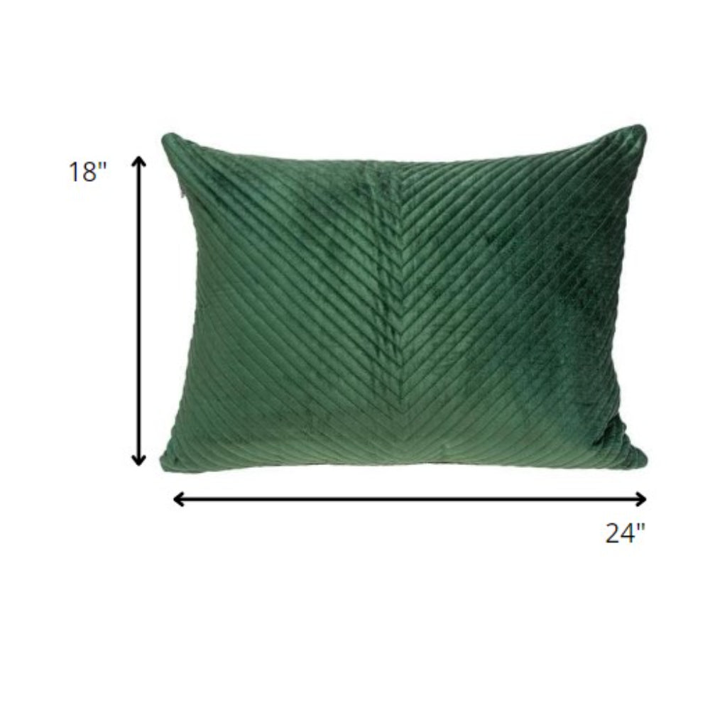 18" X 24" Green Cotton Blend Throw Pillow