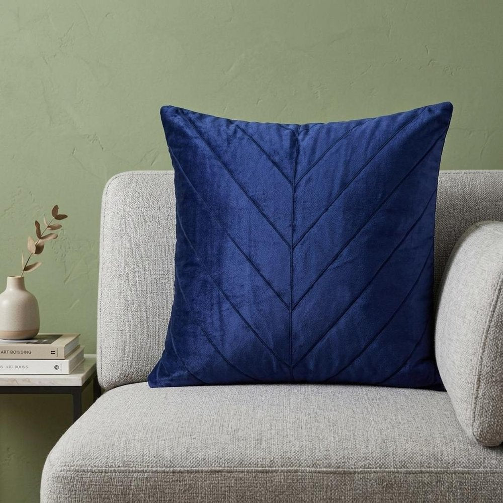 Quilted Velvet Arrows Blue Decorative Throw Pillow