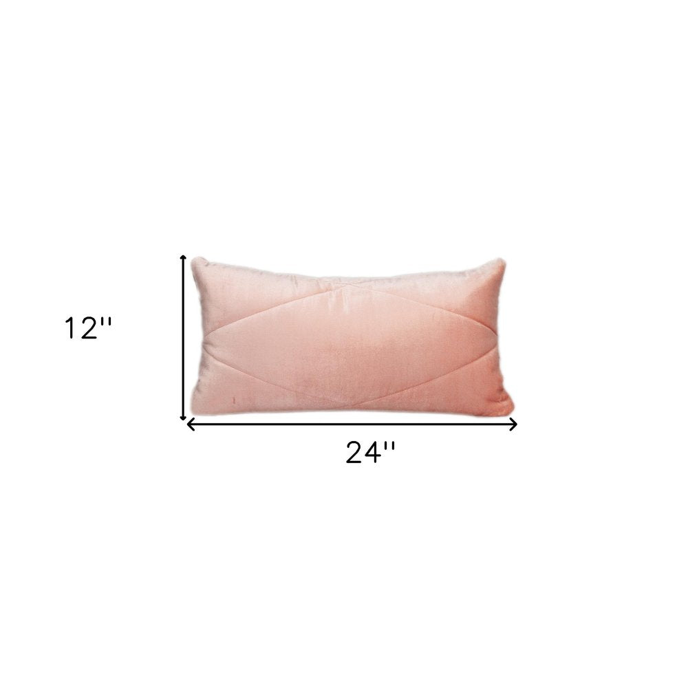 12" X 24" Pink Diamond Velvet Lumbar Throw Pillow