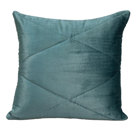 Quilted Teal Velvet Throw Pillow