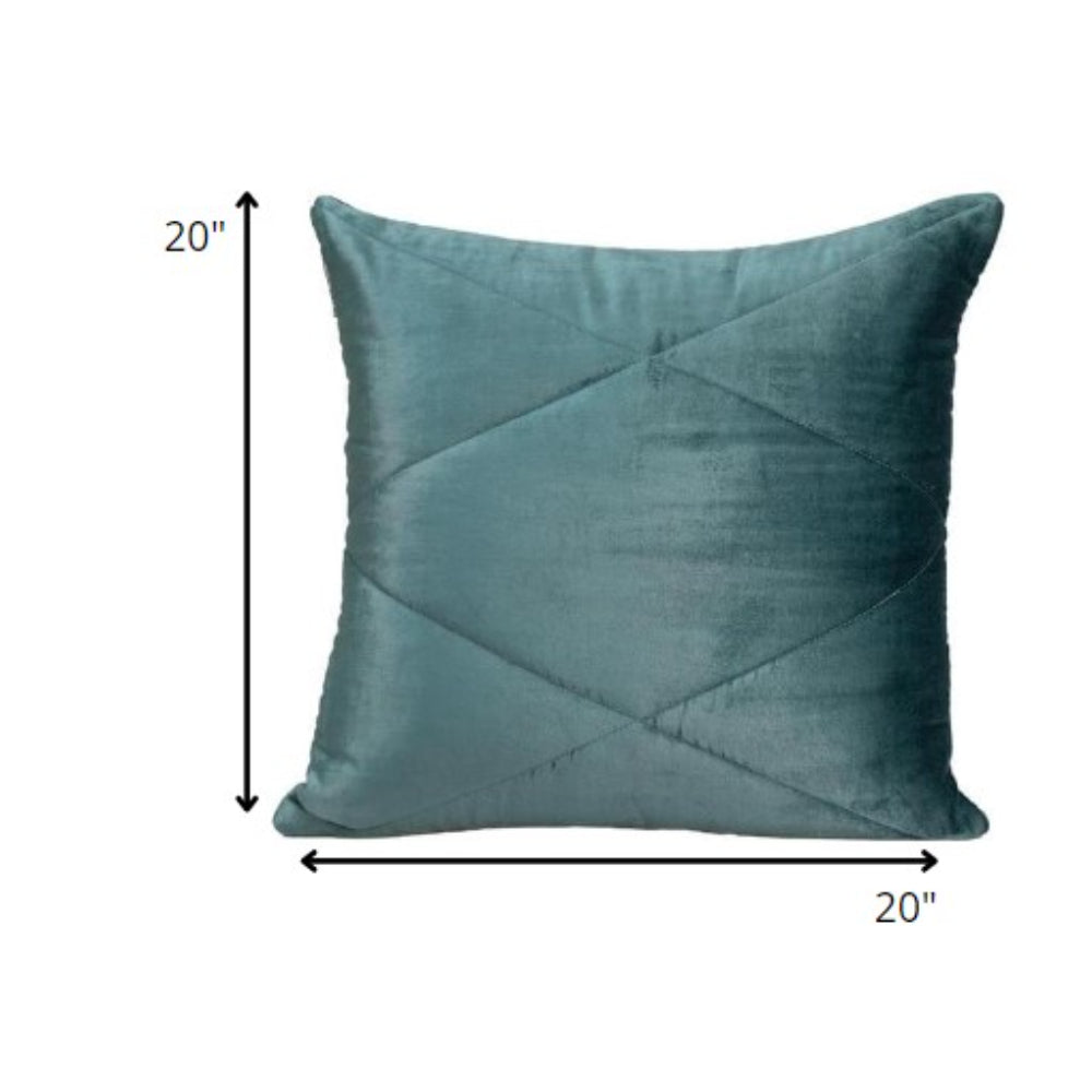 20" Teal Cotton Blend Throw Pillow