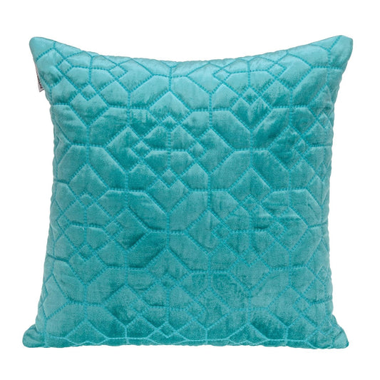 Aqua Quilted Velvet Geo Decorative Throw Pillow