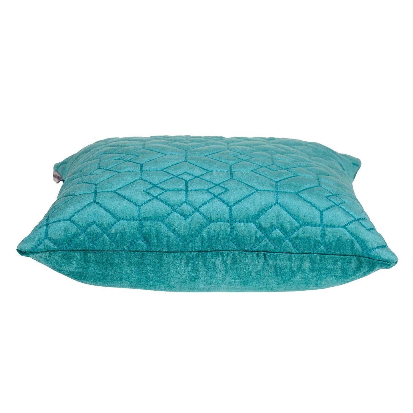 Aqua Quilted Velvet Geo Decorative Throw Pillow