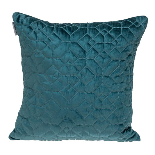 Teal Quilted Velvet Geo Decorative Throw Pillow