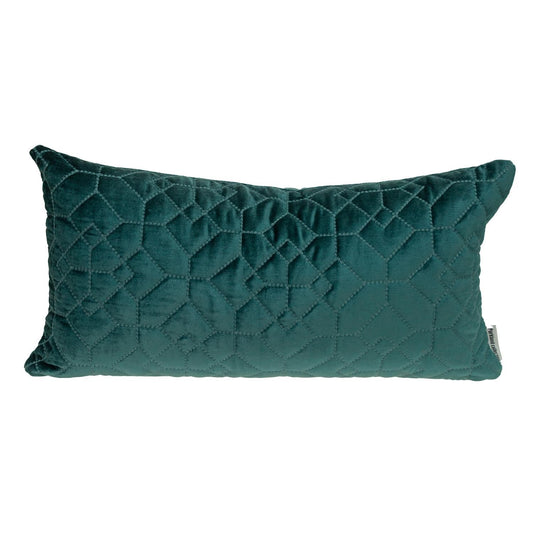 Teal Quilted Velvet Geo Lumbar Decorative Pillow