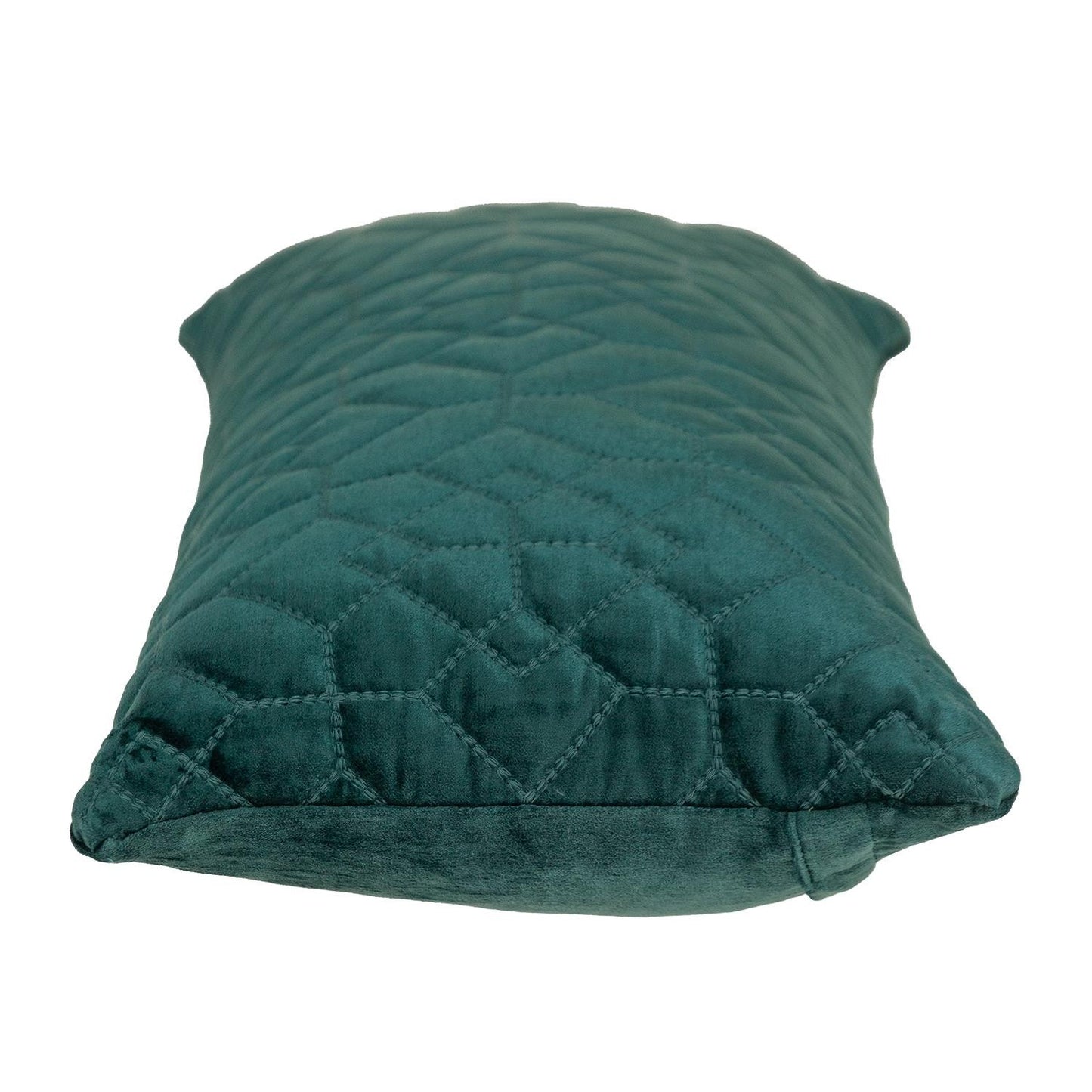 Teal Quilted Velvet Geo Lumbar Decorative Pillow