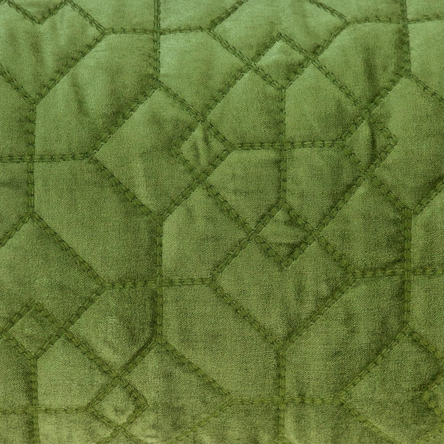 Olive Quilted Velvet Geo Lumbar Decorative Pillow