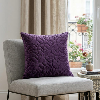 Purple Quilted Velvet Geo Decorative Throw Pillow