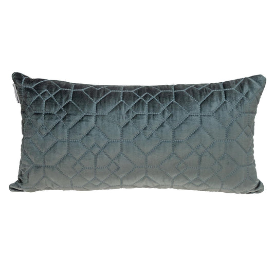 Charcoal Quilted Velvet Geo Lumbar Decorative Pillow