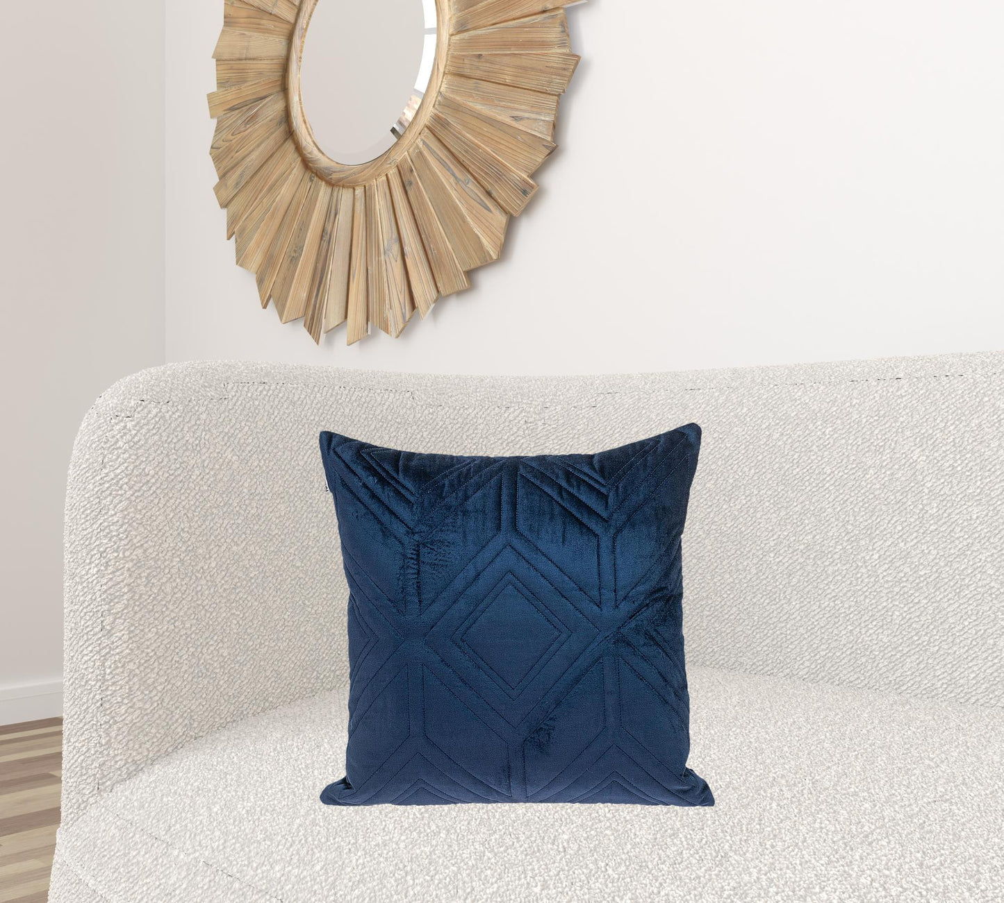 Navy Quilted Diamonds Velvet Solid Color Throw Pillow