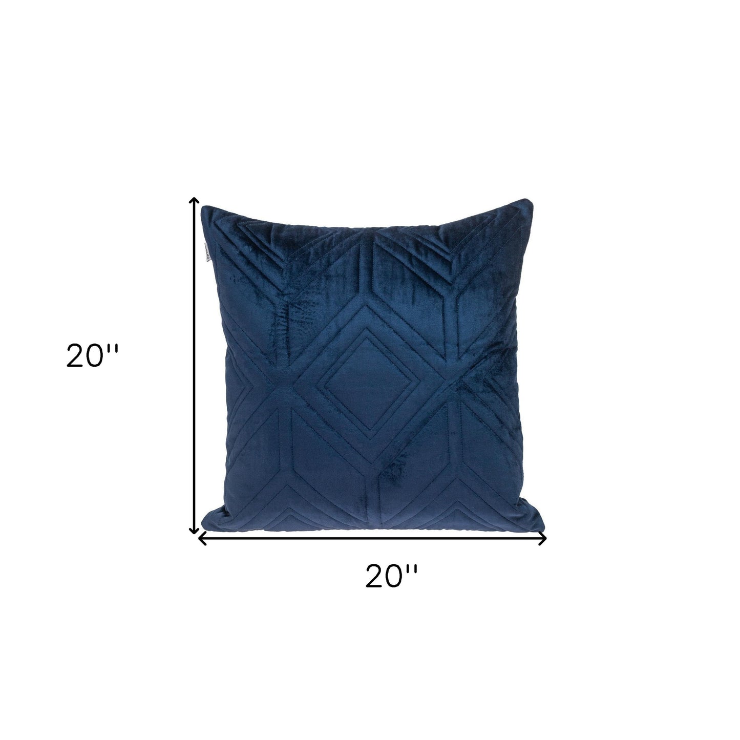 Navy Quilted Diamonds Velvet Solid Color Throw Pillow