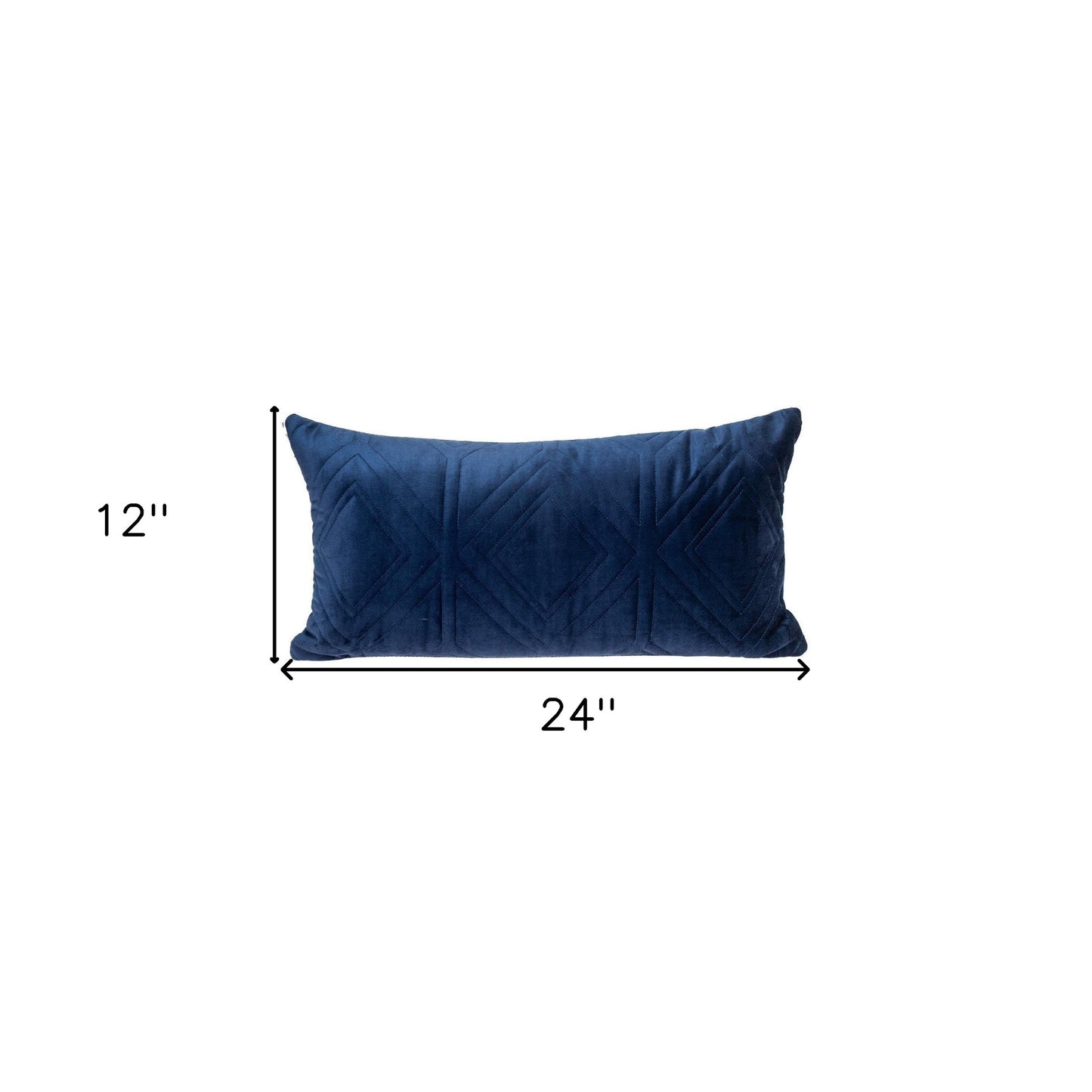 Navy Quilted Diamonds Velvet Solid Color Lumbar Pillow