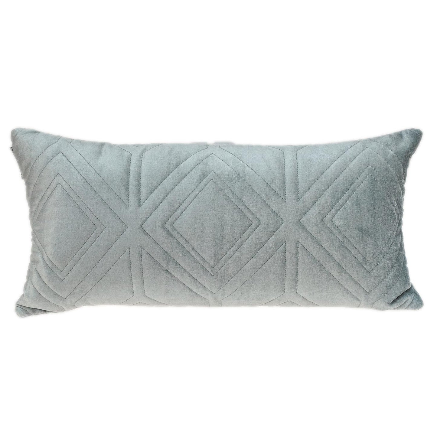 Gray Quilted Diamonds Velvet Solid Color Lumbar Pillow