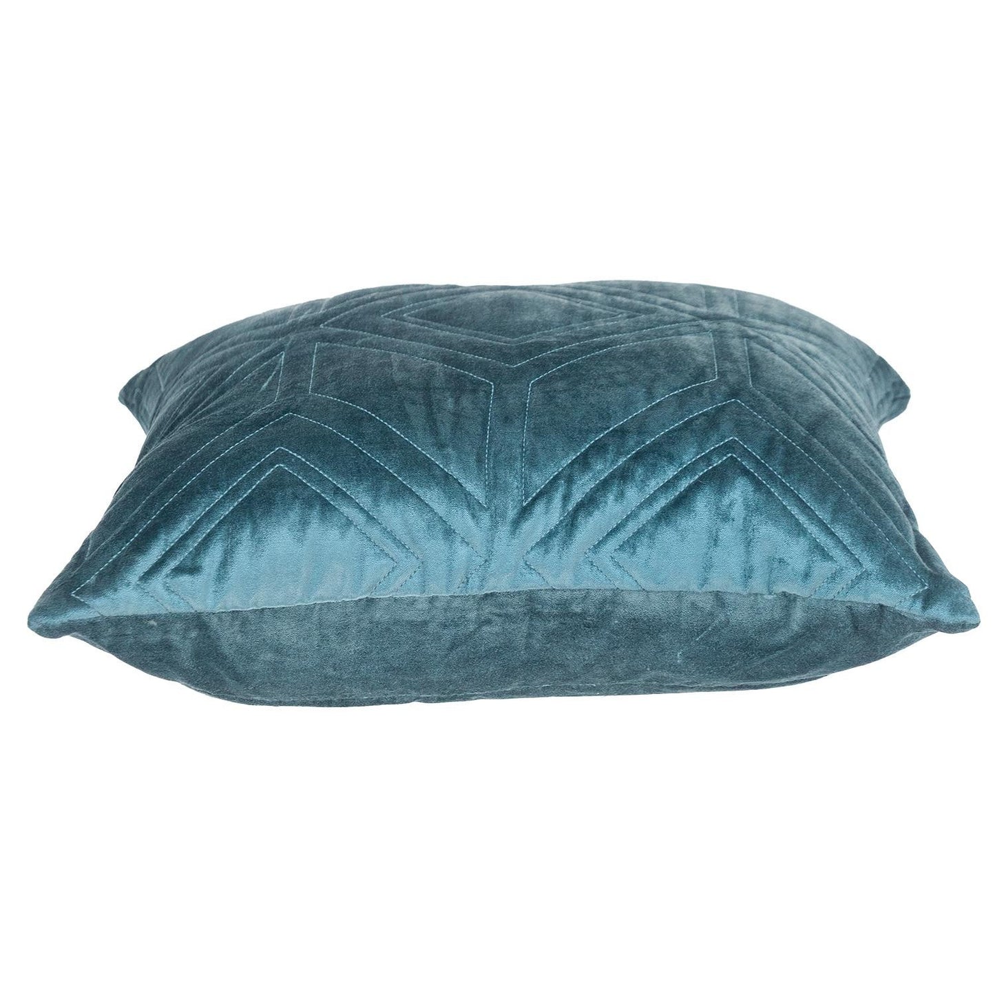 Teal Quilted Diamonds Velvet Solid Color Throw Pillow