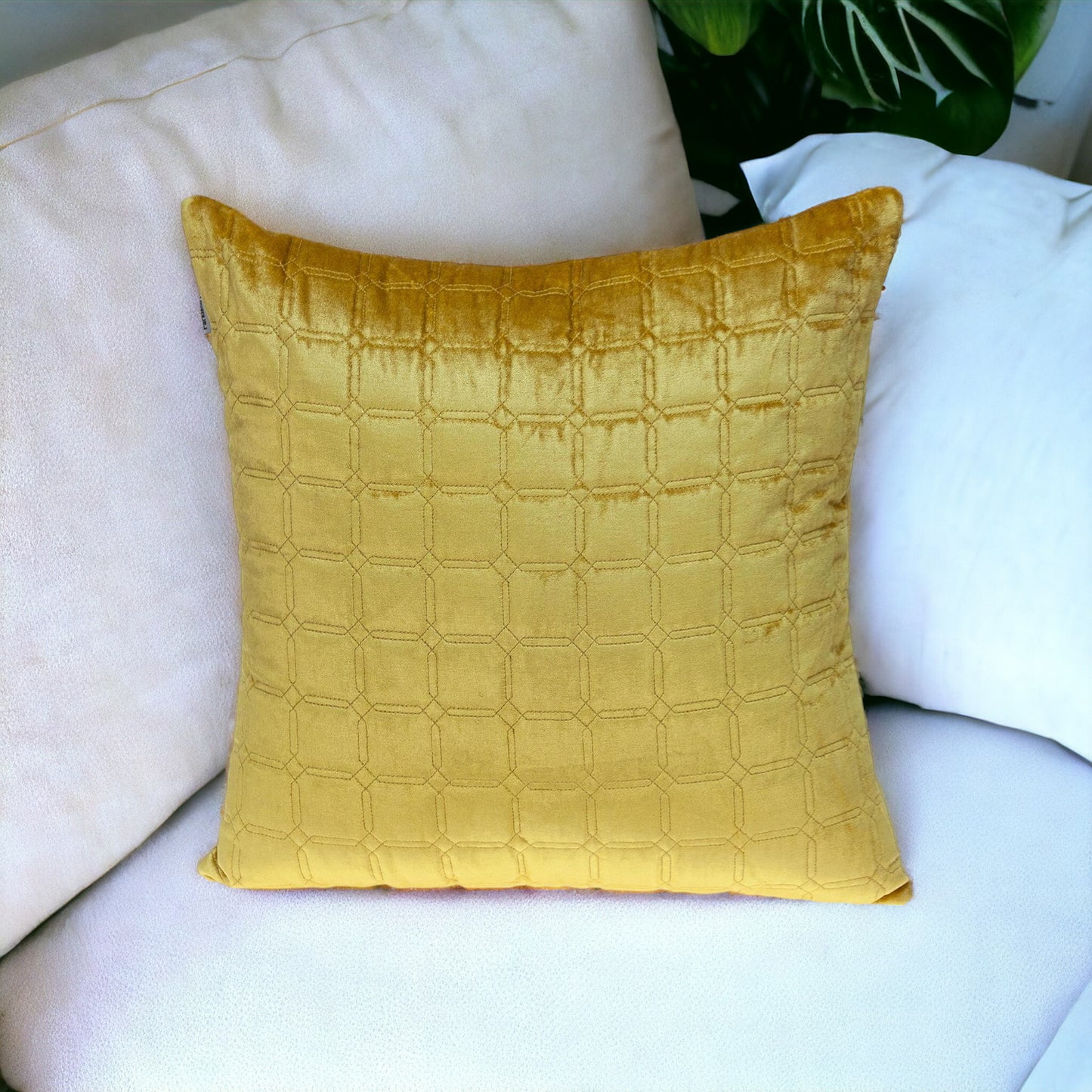 Yellow Quilted Decorative Throw Pillow