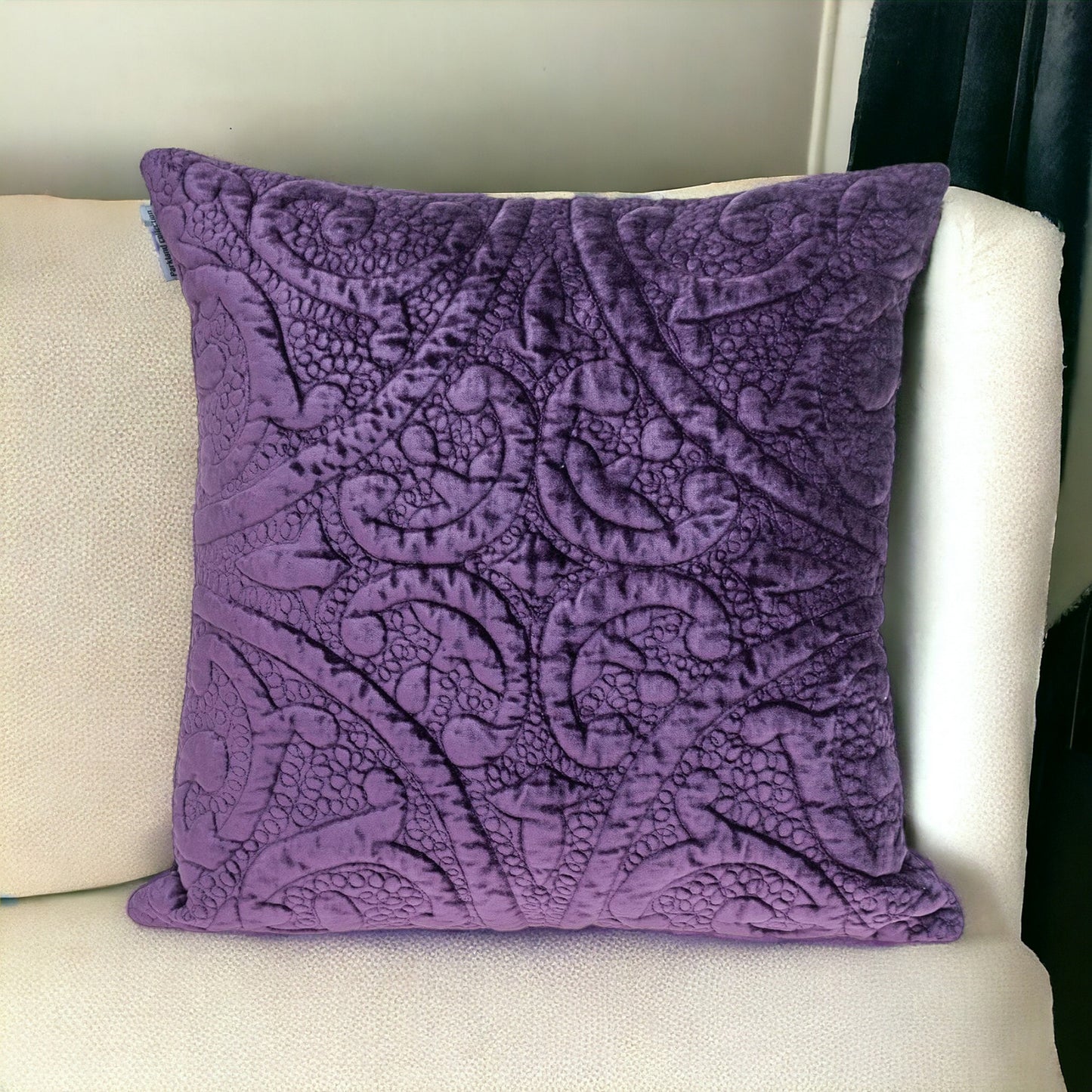 20" Purple Cotton Blend Throw Pillow