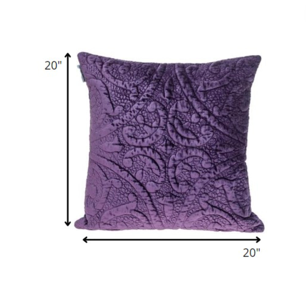 20" Purple Cotton Blend Throw Pillow