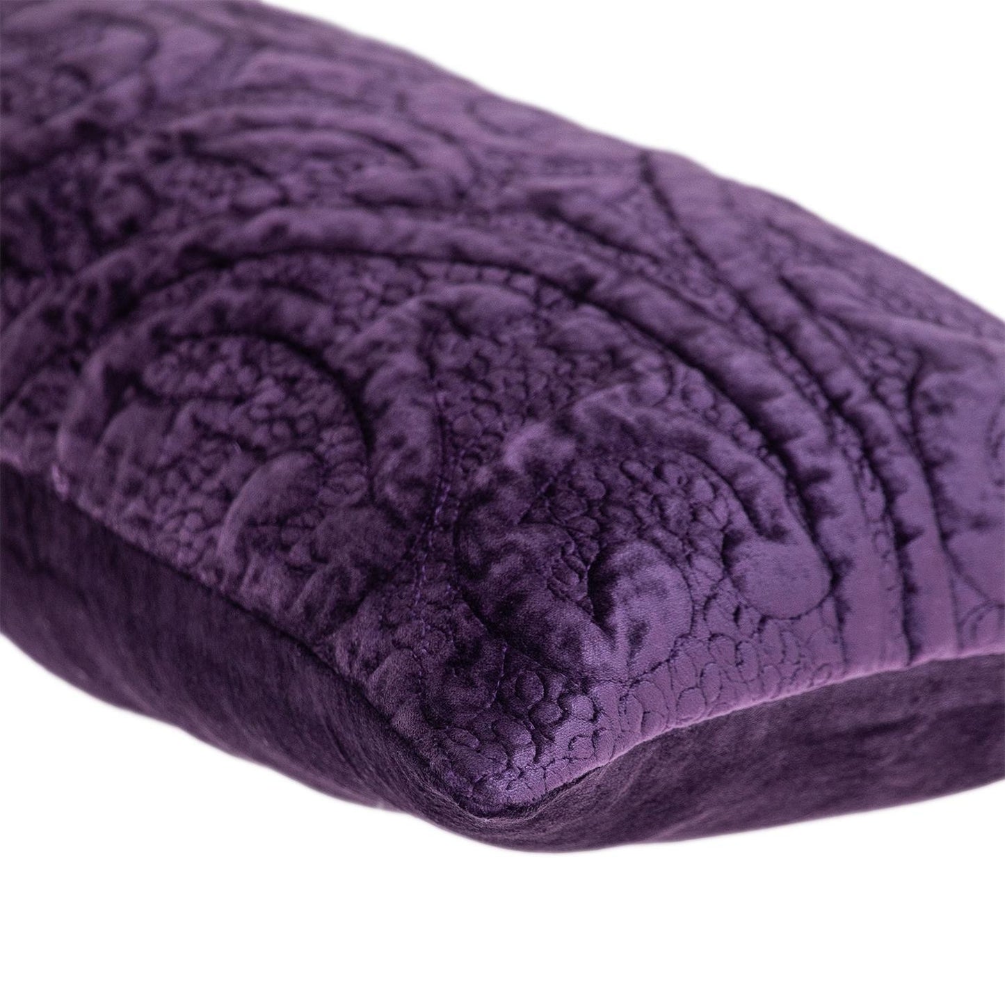 Purple Quilted Velvet Lumbar Throw Pillow