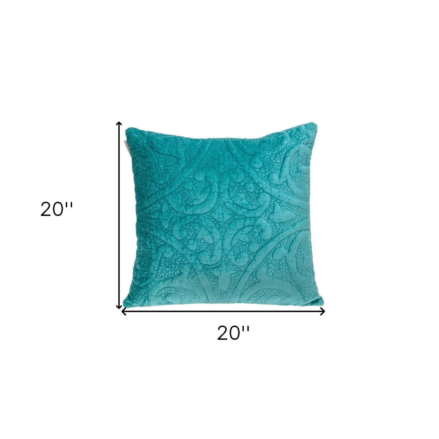 20" Aqua Cotton Blend Throw Pillow