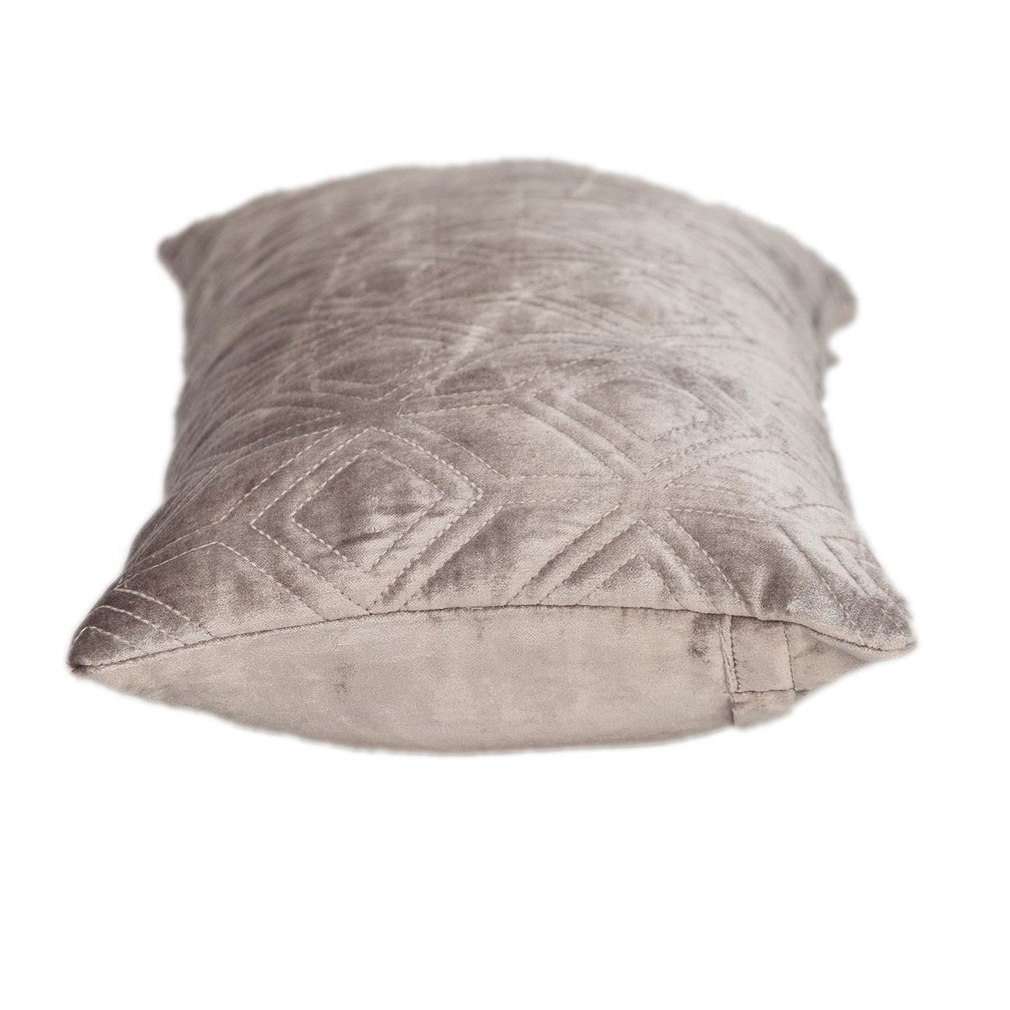 Tufted Diamonds Taupe Velvet Lumbar Accent Pillow