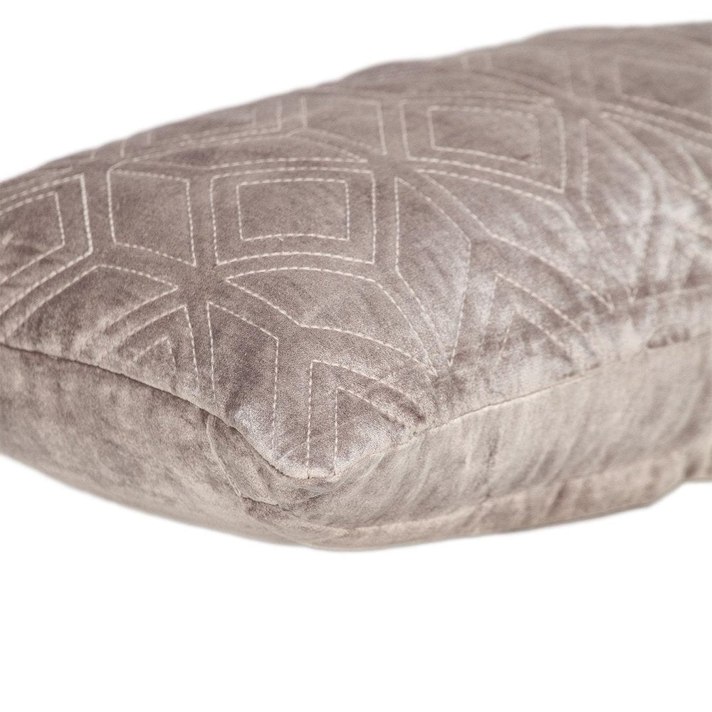 12" X 24" Taupe Lumbar Geometric Diamonds Cotton Blend Throw Pillow