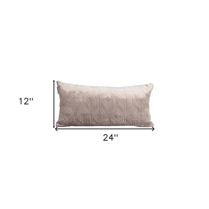 12" X 24" Taupe Lumbar Geometric Diamonds Cotton Blend Throw Pillow