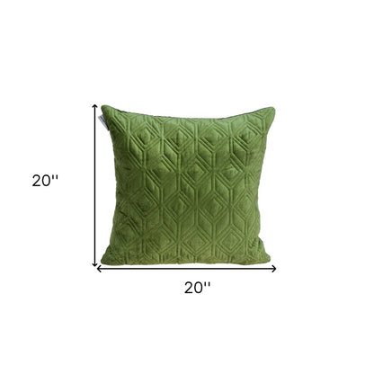 Tufted Diamonds Olive Velvet Accent Pillow