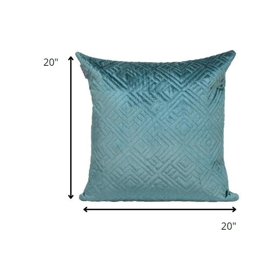 Quilted Teal Decorative Throw Pillow