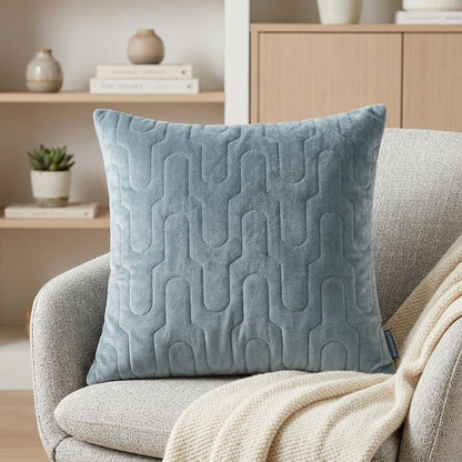 Geometric Lush Quilted Metallic Gray Throw Pillow