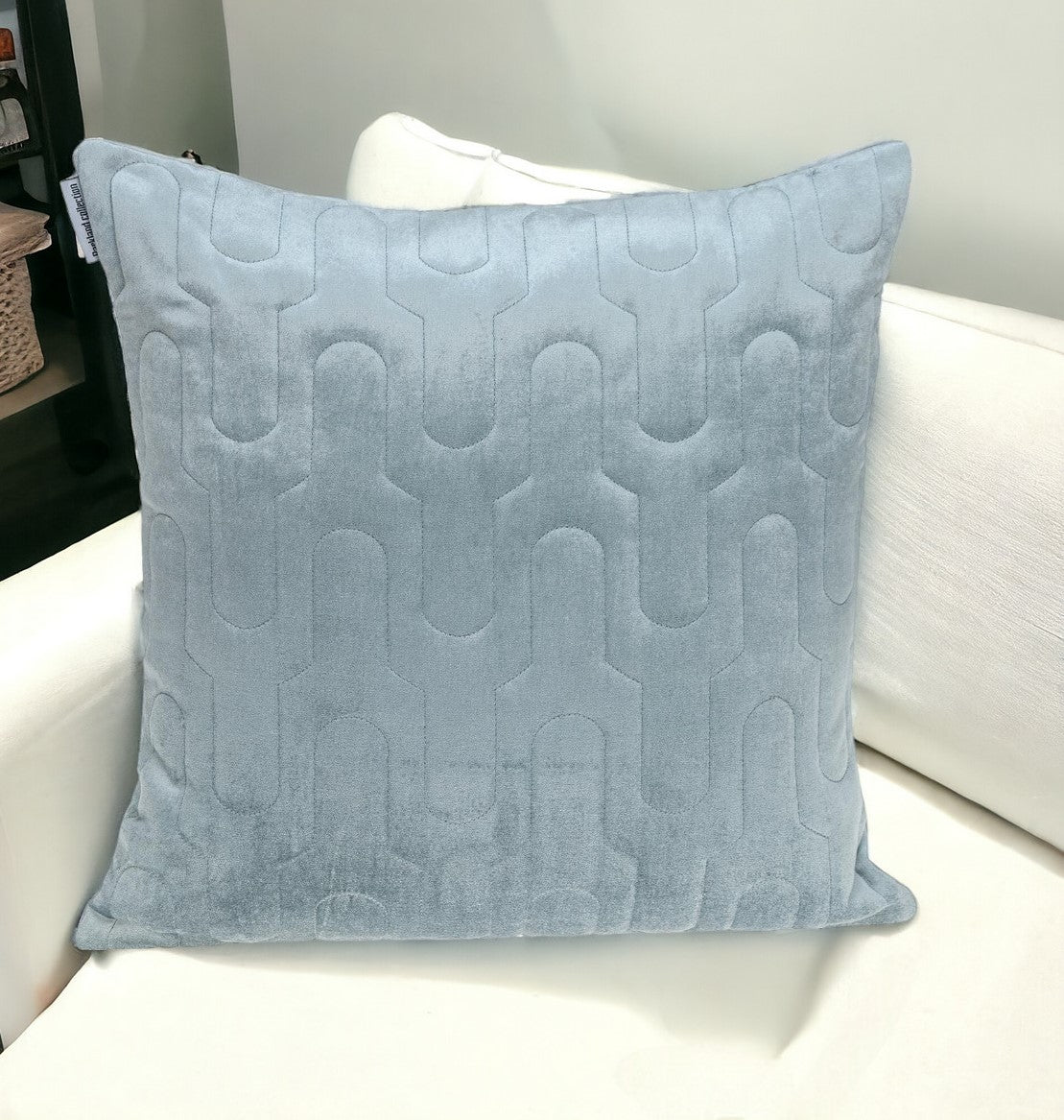 Geometric Lush Quilted Metallic Gray Throw Pillow