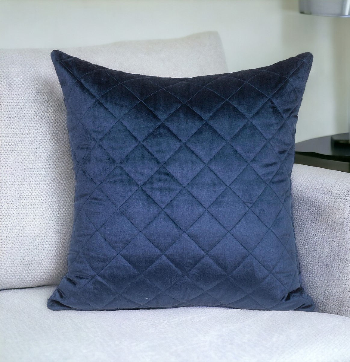 Tufted Diamond Navy Transitional Square Pillow