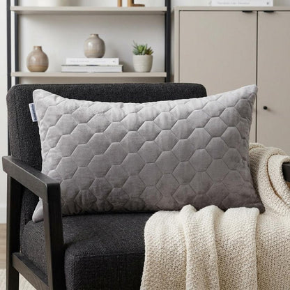 Taupe Tufted Velvet Quilted Lumbar Throw Pillow
