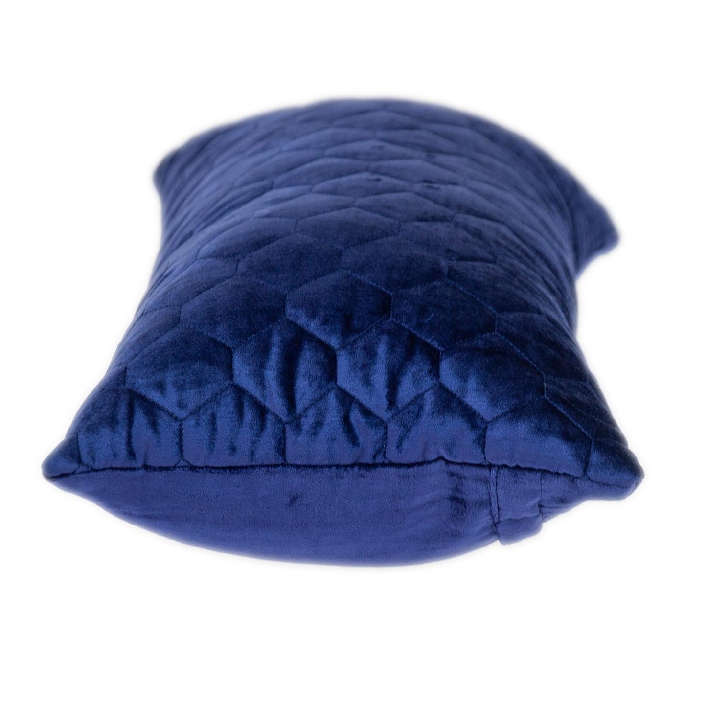 Blue Tufted Velvet Quilted Lumbar Throw Pillow