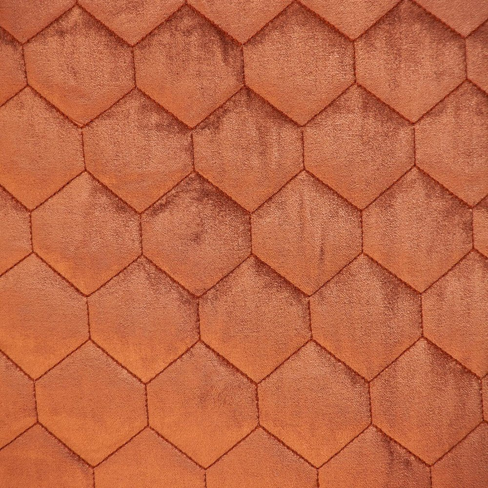 20" Burnt Orange Quilted Honeycomb Velvet Throw Pillow