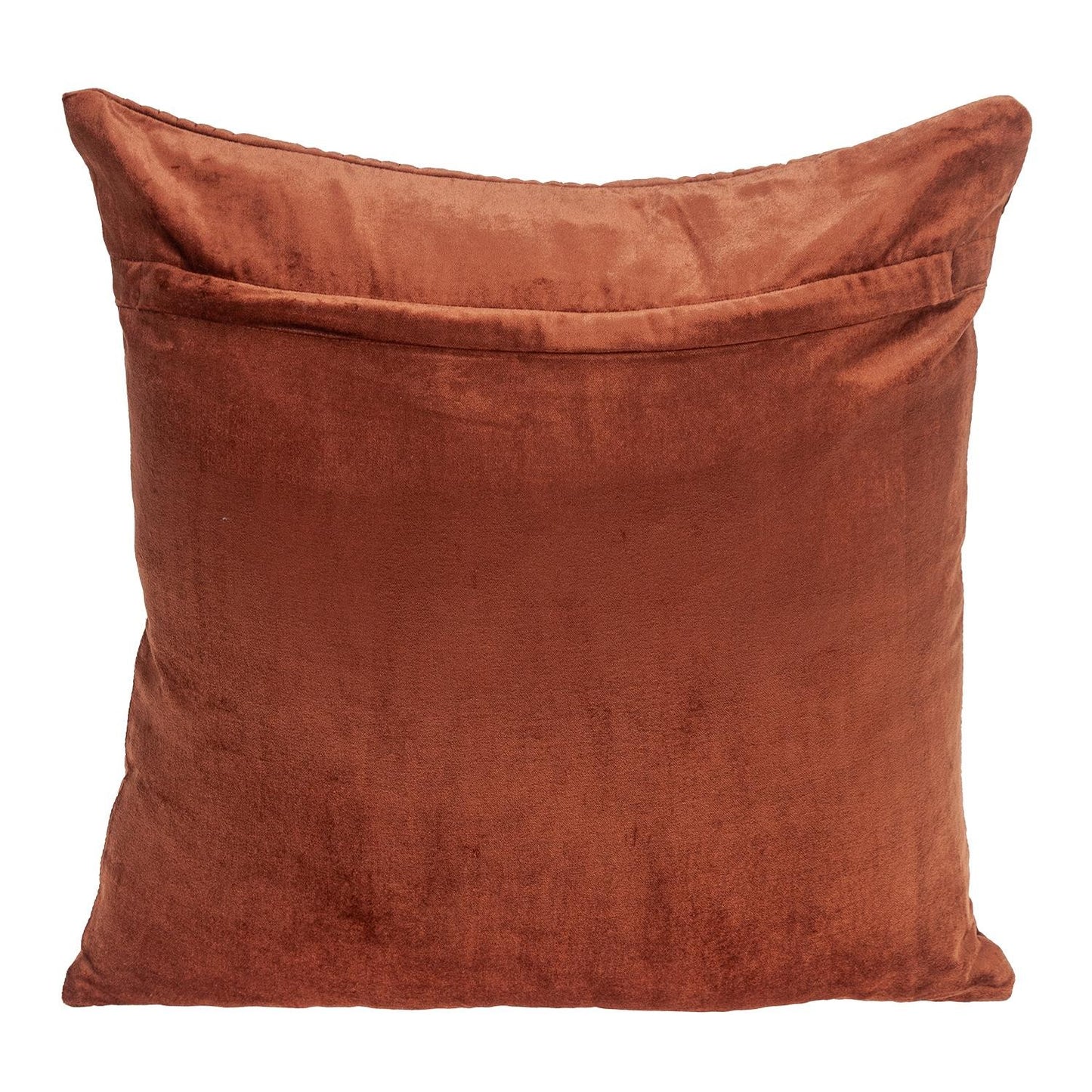 Quilted Velvet Burnt Orange Square Throw Pillow