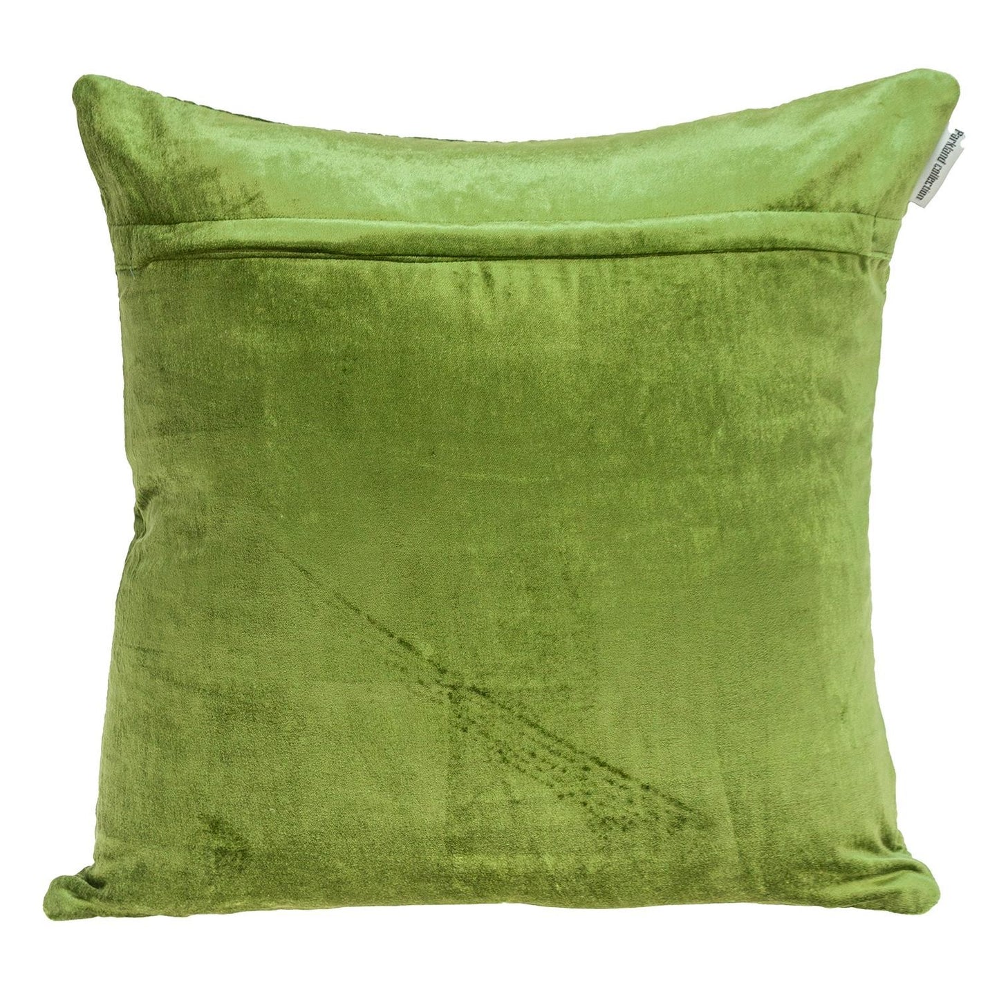 Quilted Velvet Olive Square Throw Pillow