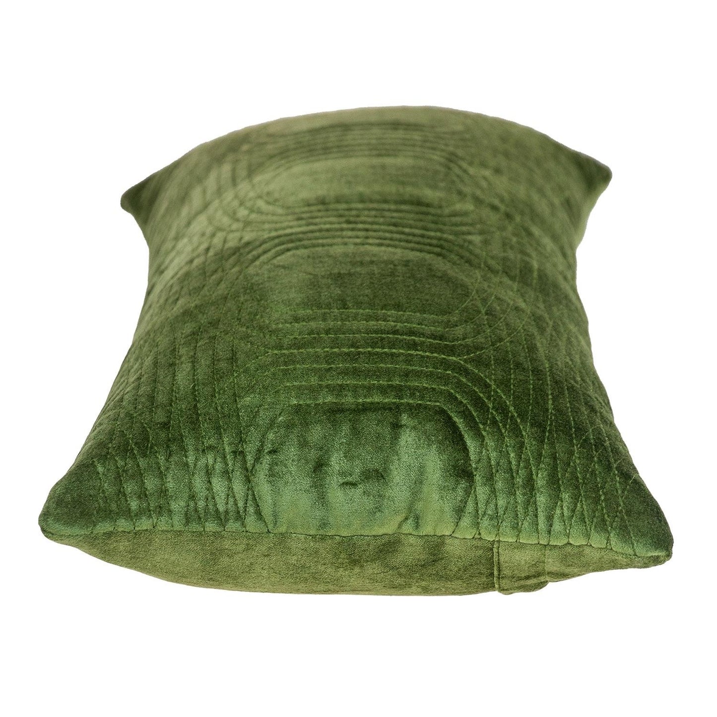 Quilted Velvet Olive Lumbar Throw Pillow